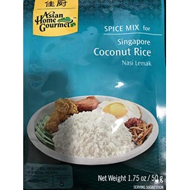 Asian Home Gourmet Spice Paste for Rice: Singapore Coconut Rice Mix (Nasi Lemak) (5 X 1.75 Oz)