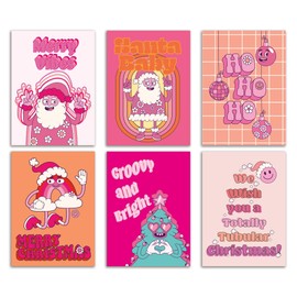 Ritzy Rose 24-Pack Y2k Retro Christmas Greeting Cards with White Envelopes – 6 Groovy and Bright Designs – Vibrant and Playful Holiday Cards, 70s-Inspired Aesthetic, Premium Box Set Holiday Cards