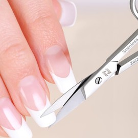 Tijeras de uñas curvas microdentadas de acero inoxidable para pestañas, bigote, barba, vello nasal, pedicura y manicura, para hombres y mujeres