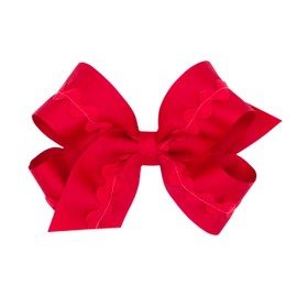 Wee Ones Girls' Back to School Ric Rac Trim Hair Bow on a WeeStay Clip, Handmade, size Medium, Red
