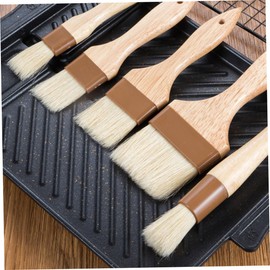 Ciieeo 1pc Wooden Handle BBQ Basting Brush High Temperature Wool Brush for Baking Barbecue Comfortable to Clean for Meats Cakes Desserts and Vegetables