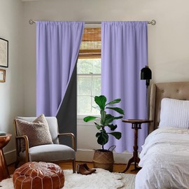 BGment Purple 100% Blackout Curtains for Bedroom 84 Inches Long with Black Liner, Thermal Insulated Double Layer Full Room Darkening Rod Pocket Curtain (42 x 84 Inch, Light Purple, 2 Panels)