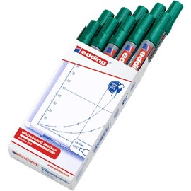 Edding Cap Off White Board Marker Pens with Rounded Tips 1.5 – 3 mm Pack of 10 Green