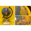 EXERZ 13cm Antique Globe Ocean Blue with a Wooden Base,