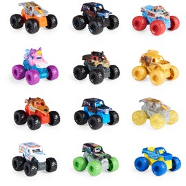 Monster Jam, Paquete de 12 camiones coleccionables mini misteriosos oficiales de Monster Jam, escala 1:87, gran regalo para fiestas de cumpleaños