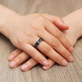 HZMAN 8mm Moon Star Sun Statement Ring Stainless Steel Boho Jewelry for Women Men, Stainless Steel, No Gemstone