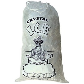 Crystal Clear Plastic Ice Bags with Cotton Draw String, 10 lb., Pack of 100
