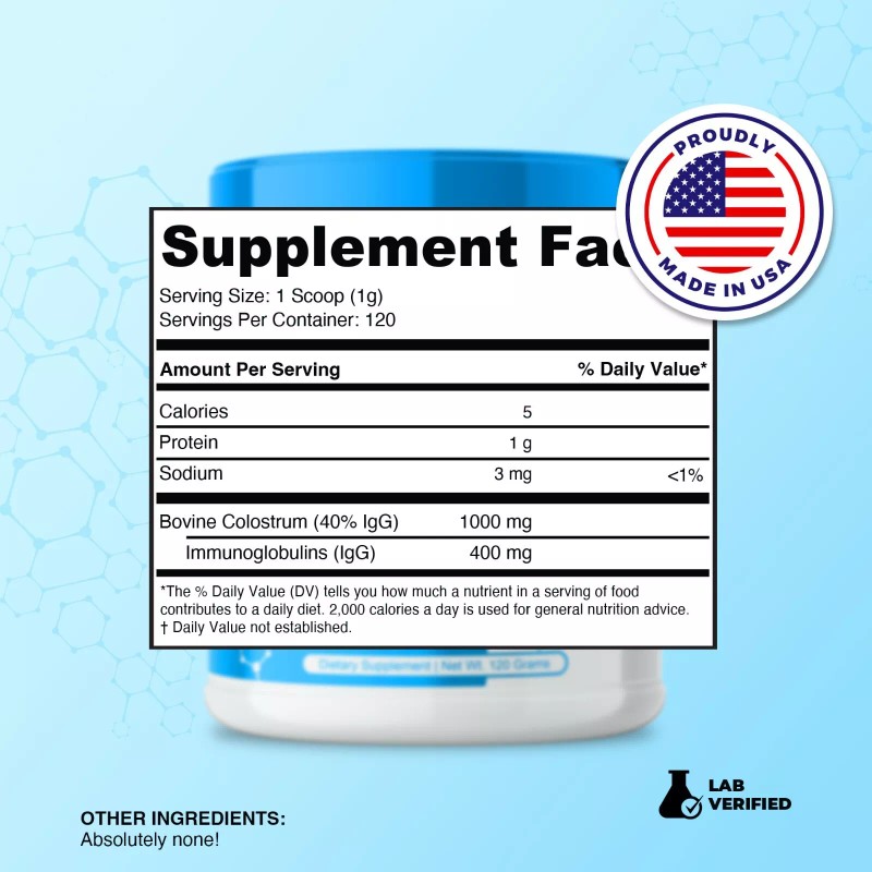 Prime Powders Colostrum Grade-A % , USA Grass-Fed - Unflavored