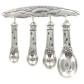 Basic Spirit Pewter Measuring Spoons with Rack, Lighthouse (SP-25)