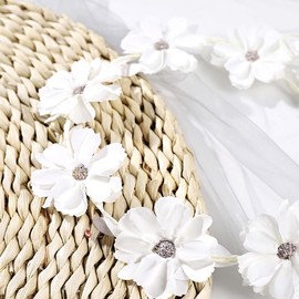 Atifober Hippie Daisy Flower Headbands For Women，White Flower Crown 70s Flower Headbands Fashion Floral Crown Headpiece Daisy Hair Wreath Hippie Hair Accessories For Prom Wedding Party Photo Props