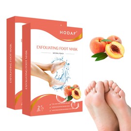 Mascarilla Exfoliante de Pies Ultra Hydrating - 2 Cajas/4 Pares Mascarilla Exfoliante de Pies, Relajación Suaviza la Piel, Mascarilla Exfoliante de Pies y Talones Agrietados, Ultra Hydrating (Durazno)