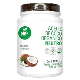 Aceite de Coco Orgánico Neutro 1L | Sin Sabor ni Olor, Prensado en Frío, NBF. Ideal para Cocinar, Hornear y Freír | Apto para Dietas Veganas, Keto y P