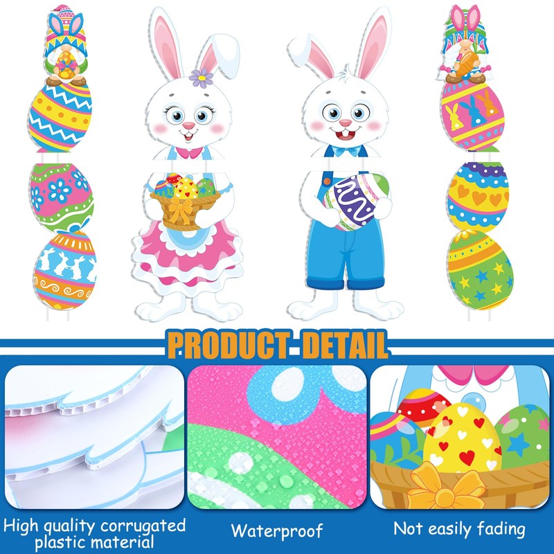 Wenqik 5 Pcs Easter Yard Signs with Stakes Outdoor Easter