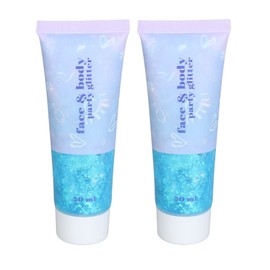 2pcs Body Glitter Gel Multipurpose Fashion Sparkling Easy Cleaning Face Glitter for Christmas Party Vocal Concert 50ml 09 Blue