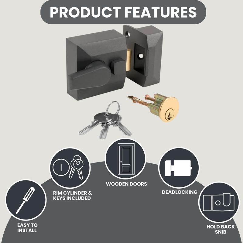 Double Locking Night Latch Narrow, Deadlock Yale Type Cylinder (1206GV)