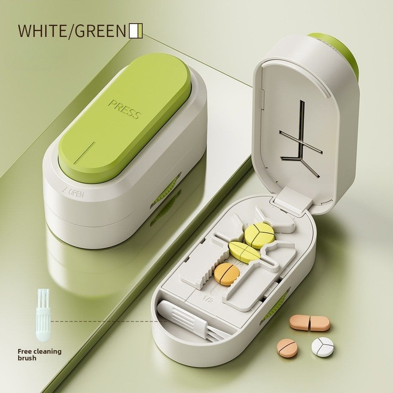 Portable Pill Cutter and Organizer for Travel – 1/2, 1/3,