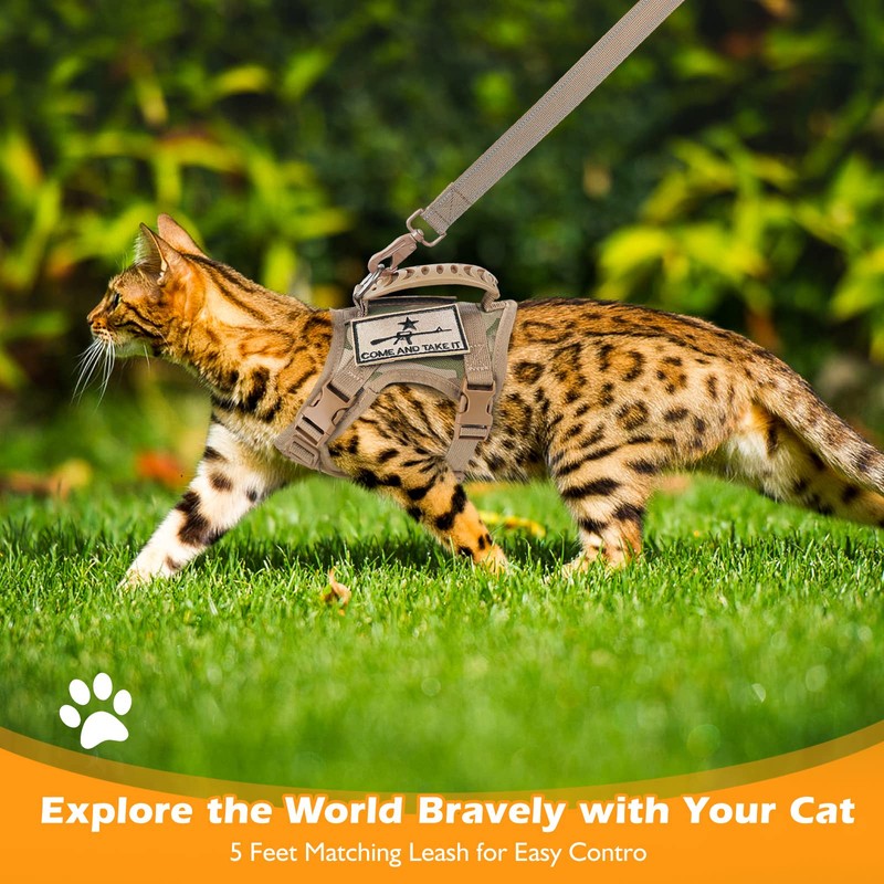 SALFSE Tactical Cat Harness and Leash Set for Walking Escape
