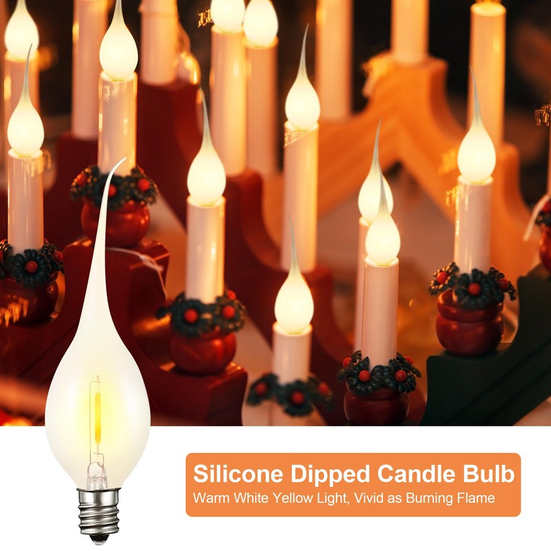 Meonum 12 Pcs Silicone Dipped Candle Light Bulbs, LED Silicone