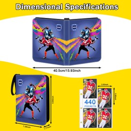Rugbyball Card Binder,Football Trading Card Binder, 55 pages,440 Card Capacity,Trading Card Album,Binder Collection Booklet With Zip, PU Portable Card Holder