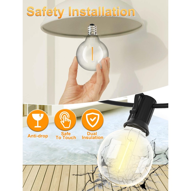 25 Pack G40 LED Replacement Bulb E12 Screw Base LED