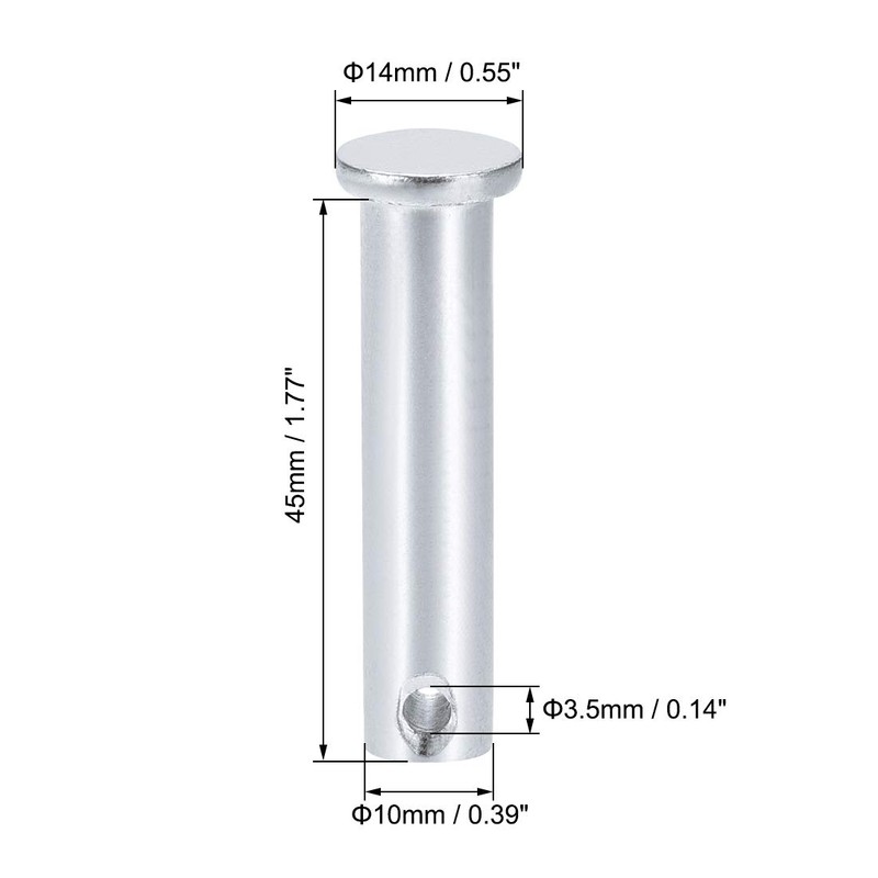 sourcing map Single Hole Clevis Pins - 10mm X 45mm