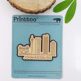 Printtoo Custom Souvenir Engraved Wooden Johannesburg Africa City Fridge Magnet Decor