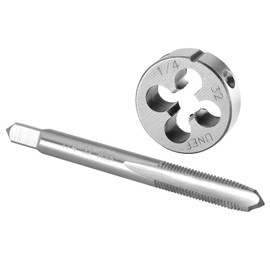 Burkit 1/4"-32 UNEF Tap and Die Set Right Hand, 1/4 x 32 UNEF Machine Thread Tap and Round Die