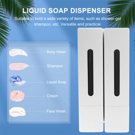 Miawtro Soap Dispenser, 400ml Wall Mounted Soap Dispenser with Push Type, Hand Wash, Shampoo and Shower Gel Dispensers, Shower Gel Dispensers for Kitchen Office Hotel School Restaurant