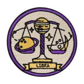 Finally Home Iron-On Patch Libra Zodiac Sign Libra Astrology Patches, Moon Stars Iron-On Patch