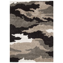 SAFAVIEH Florida Shag Collection SG453 Camouflage Non-Shedding Living Room Bedroom Dining Room Entryway Plush 1.2-inch Thick Area Rug, 5'3" x 7'6", Beige / Multi