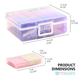 OMNISAFE 4x6 Photo Storage Cases, 16 Inner Plastic Craft Storage Container, Acid-Free Box for Pictures, Crafts, Scrapbooking, Photo Keeper with Handle