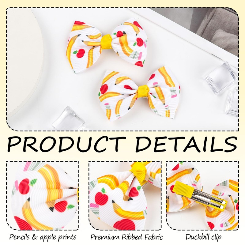 Doneace Back to School Pencil Hair Bows Clips for Girls