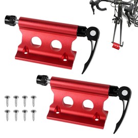 SUPAWAY 2 Stück Fahrrad Gabelhalterung, Vorderradgabel Fester Clip, Gabelbefestigungshalterung Aluminiumlegierung Fahrradgabelhalterung mit Schnellspanner Zubehör für Transport Reisen Outdoor (Rot)