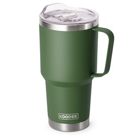 koodee Tumbler with Handle, 30 oz Stainless Steel Double Wall Insulated Tumblers with Lid and Straw Coffee Tumbler for Men and Women (Grass Green)