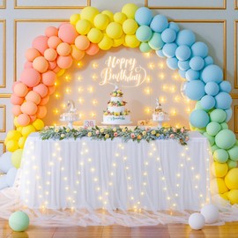 Shillance 9ft White Tulle Table Skirt for Rectangle Tables or Round Tables, White Tutu Table Skirt with LED Light for Baby Shower Wedding Birthday Party Bridal Shower or Banquet Decoration (H 30in)