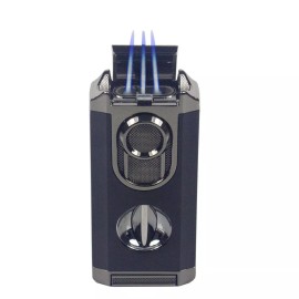 Triple Flame Cigar Torch Lighter with Cigar Punch Cutter  Father gift