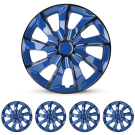 AUTOWIKI 16 Inches Wheel Rim Cover Hubcaps Set of 4,Redesign Hub Cap Cover Replacement,Car Truck SUV Hub Accessories, Black & Blue Lacquer