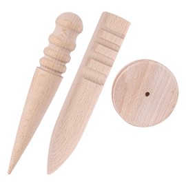Leather Edge Slicker Burnisher, 3 Pieces Leather Edges Polishing Kit, 3-in-1 Leather Edges Polishing and Polishing Tool Leather Tool Set for DIY Leather Craft Work Hand Tool (Round + Round + Flat)