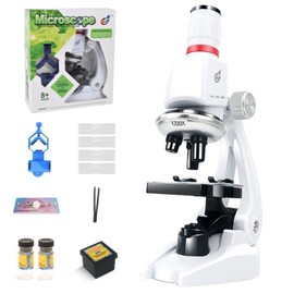 PLEAVIT Microscope Set, Elementary School Students, Junior High School, Children, 100-1200x, Smartphone Adapter Included, Camera Shooting (White)