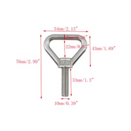 Mewutal 4pcs M10×33mm Triangular Ring Eye Bolts Stainless Steel Lifting Shoulder Eye Bolts M10 Male Screw Thread Machinery Shoulder Ring Thread Screw