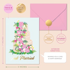 SWEETZER & ORANGE Wedding Greeting Card – Gold Foil Detailing Thick Stock Luxury Card – Modern Wedding with Gold Kraft Envelope & Sticker – Perfect for Weddings & Engagements