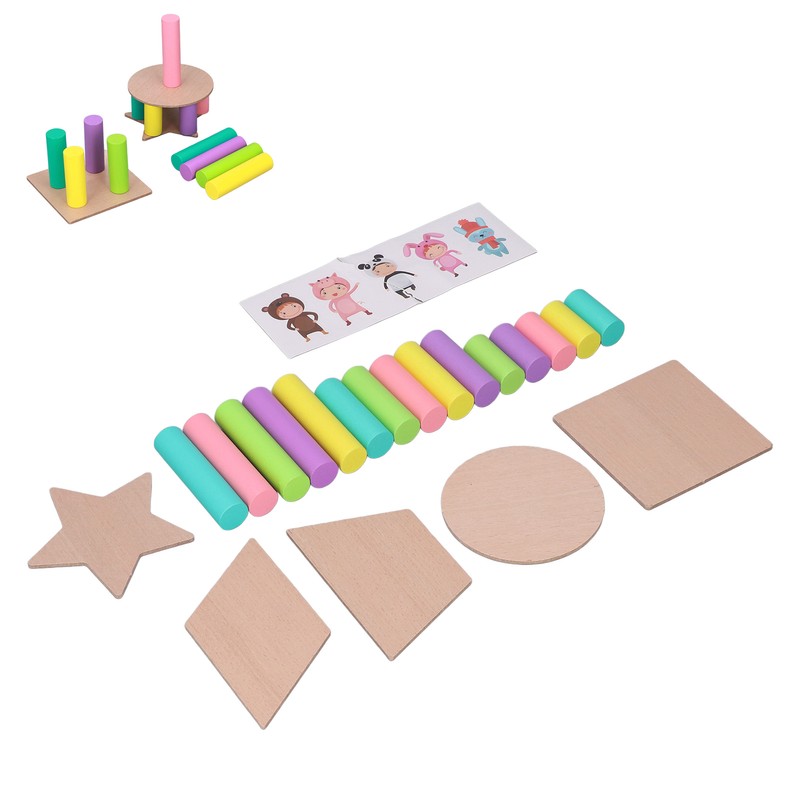 Wooden Tower Stacking Game Wooden Montessori Building Blocks Educational Desktop