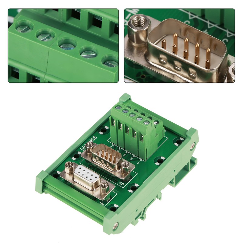 DB9-MG6 DIN Rail Mount Interface Module Male / Female Connector