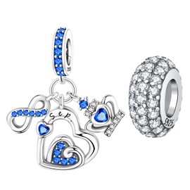 CYCUFF Birthstone Charms 925 Silver Charms for Bracelets Necklace Heart Charm Jewellery Birthday Gift for Women Family Friends