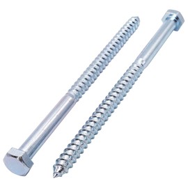 SKIR'CO (Pack of 6) DIN 571 Galvanised Steel Hex Head Wood Screws M12 x 200 mm Screws Hex Head Key Screws