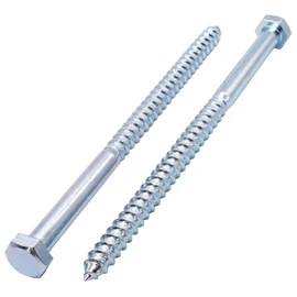 SKIR'CO (Pack of 6) DIN 571 Galvanised Steel Hex Head Wood Screws M12 x 200 mm Screws Hex Head Key Screws