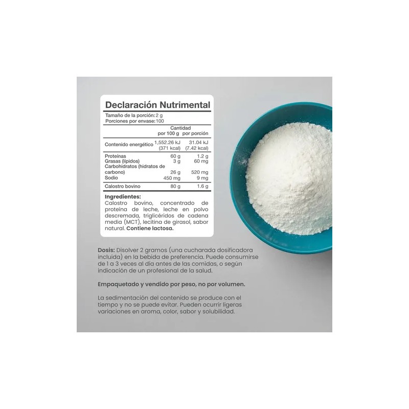Calostro Bovino Entera Polvo para Suplemento Nutricional 200 g