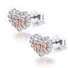 Bow Stud Earrings 925 Sterling Silver Christmas Earrings, Cute Heart