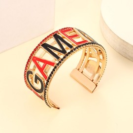 Game Day Bracelet Football GAME DAY Cuff Bangle Bracelet for Women Sports Crystal Wrap Stretch Bracelet Game Day Jewelry Football Fan Accessories Gift