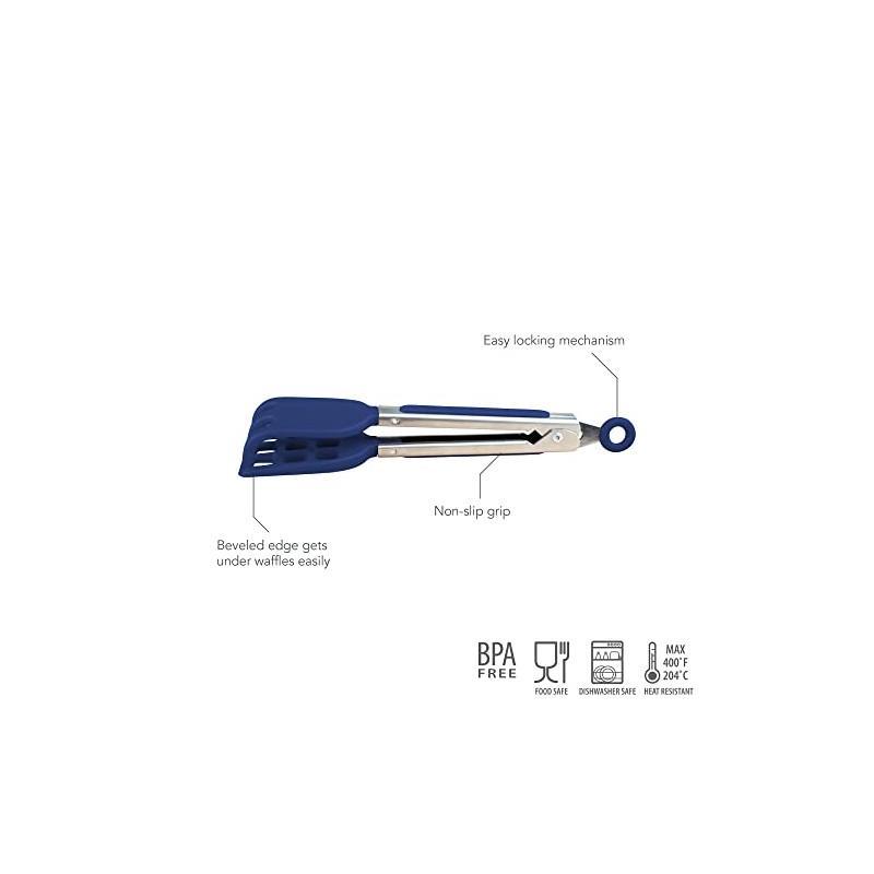 Tovolo Waffle Tongs Mini Silicone Kitchen Tongs for Cooking Serving